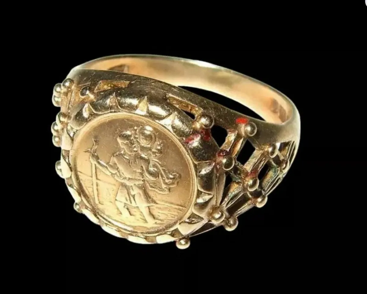 Vintage Hallmarked 9ct Gold 'St Christopher' Ring - Image 4