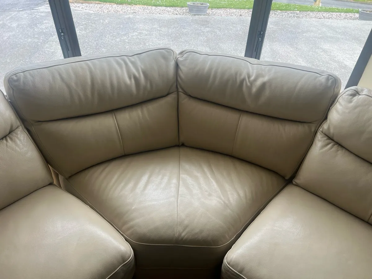 Leather couch - 3 piece corner - beige/cream - Image 4