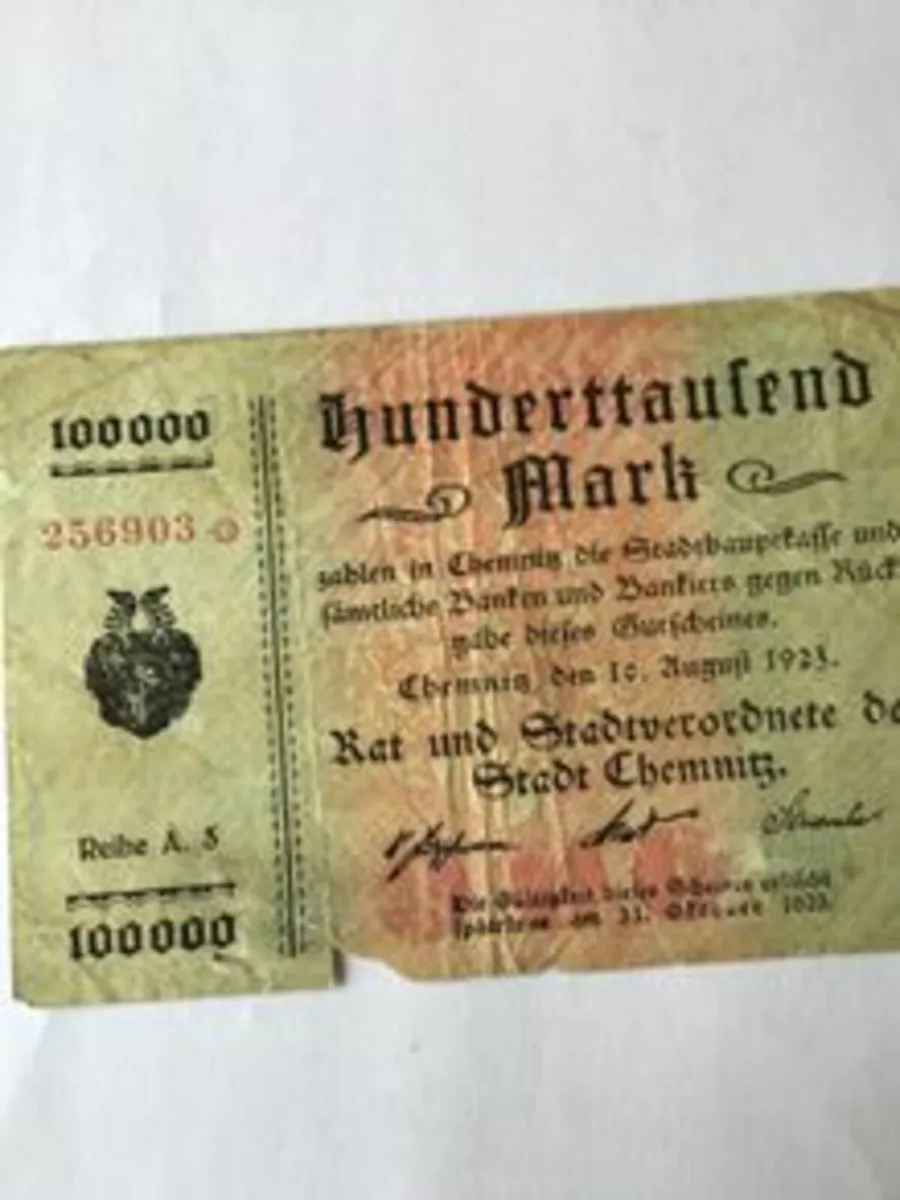 Rare 1923 German Banknote - 100,000 Mark