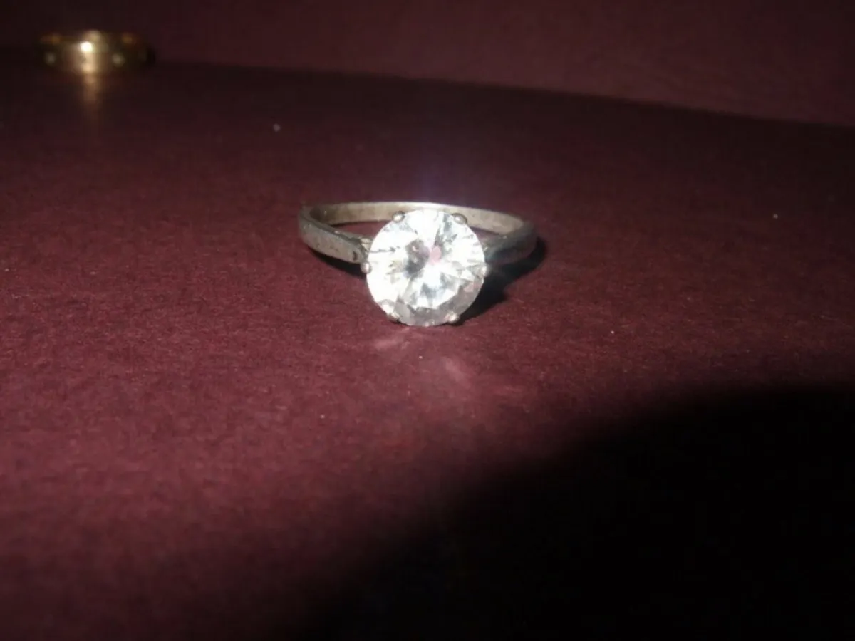Vintage Hallmarked Silver approx 2ct Solitaire - Image 1