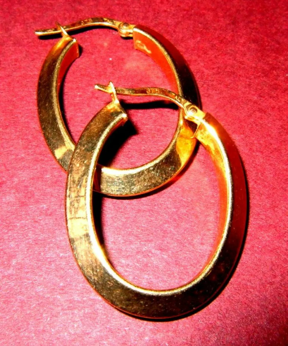 Vintage Hallmarked 9ct Gold Creole Hoops - Image 3