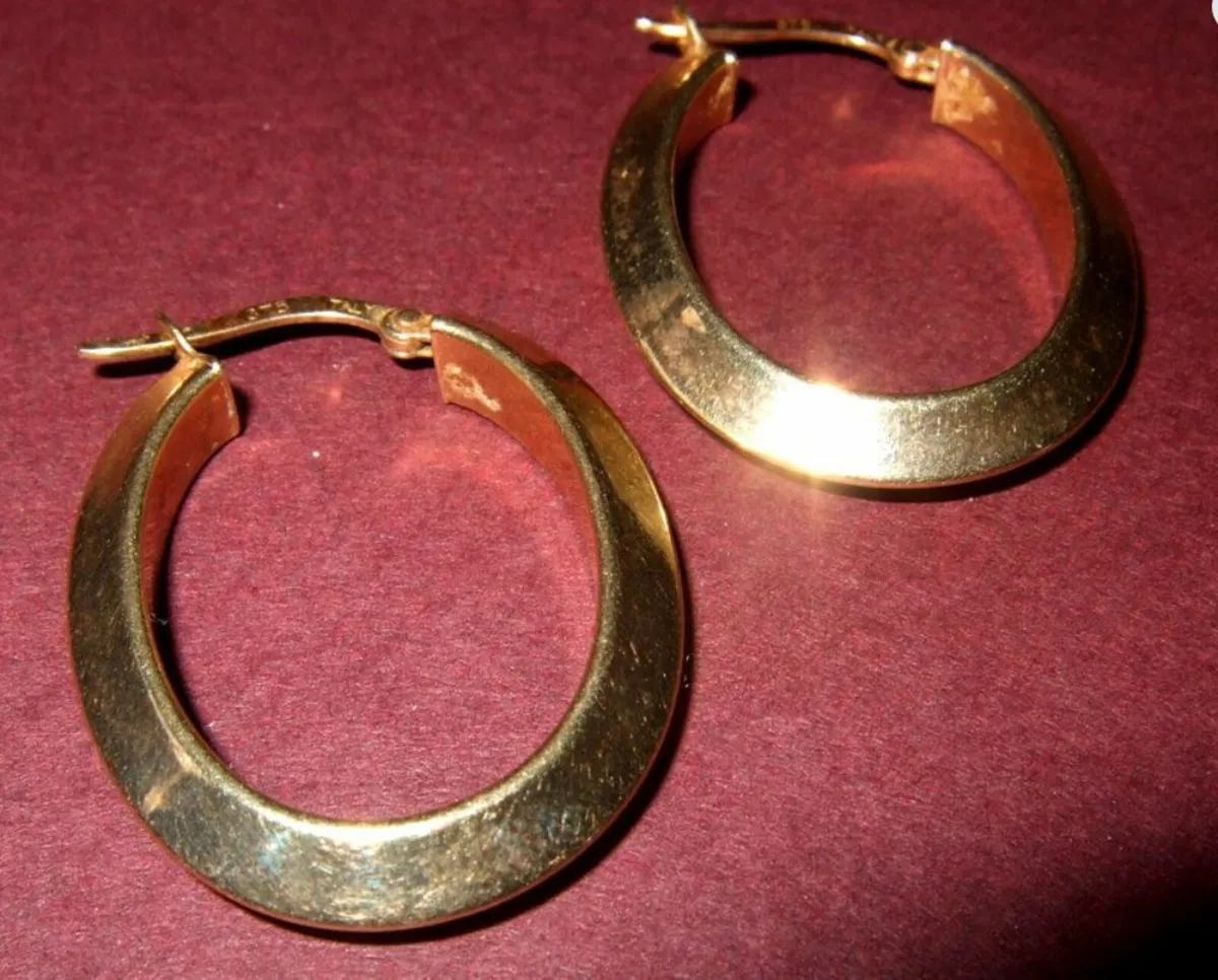 Vintage Hallmarked 9ct Gold Creole Hoops - Image 4