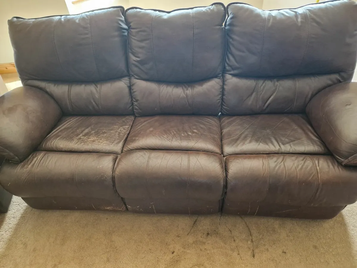 3 seater leather recliner couch - Image 1