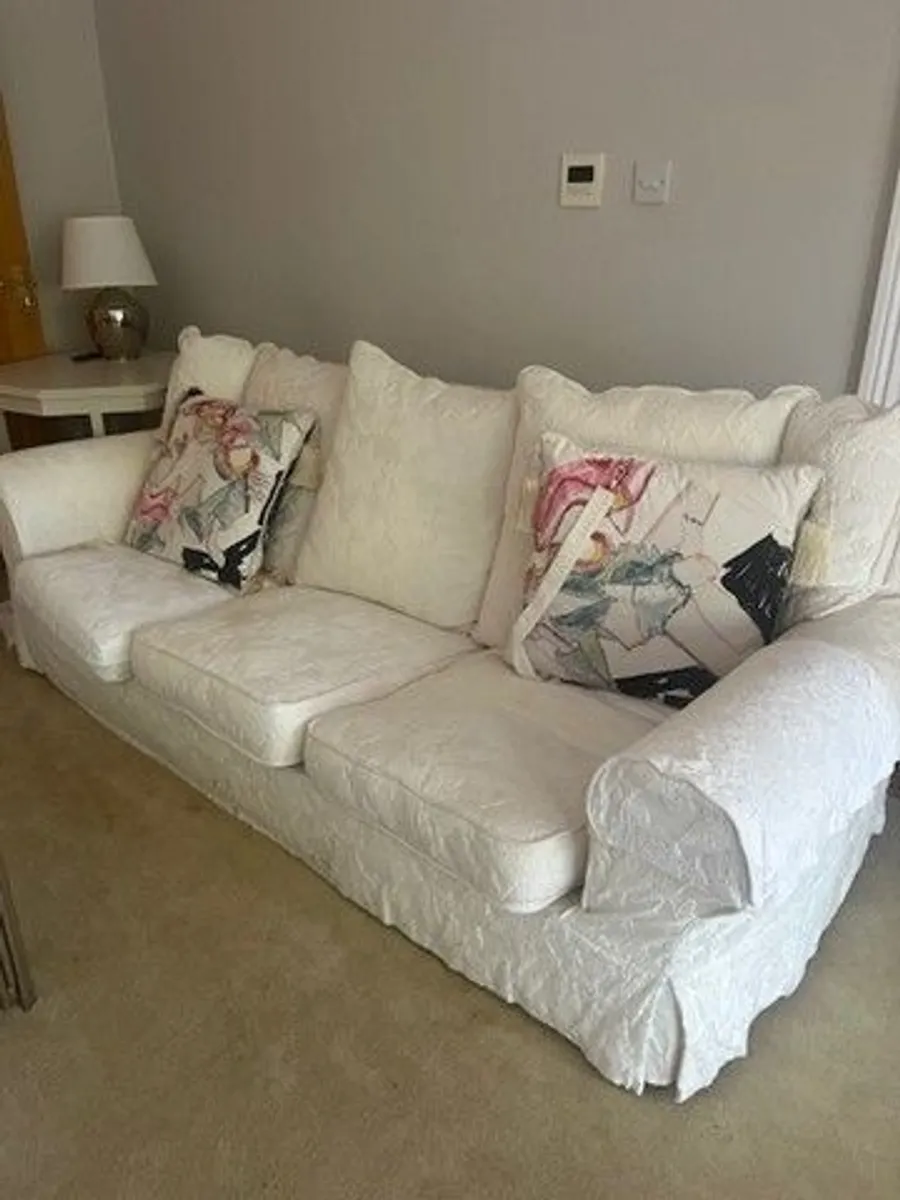 Traditional Classic White Sofa Set - Image 1