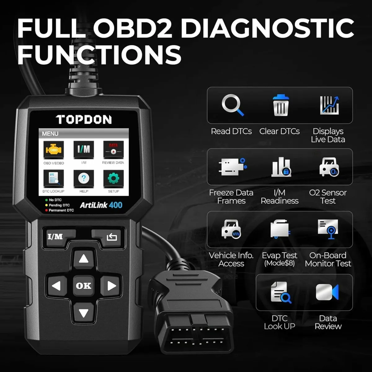TOPDON AL400 OBD2 Code Reader, 10 OBD2 Functions,