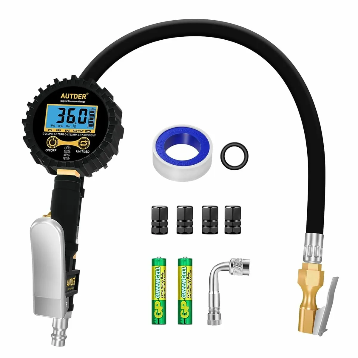 Digital Tire Pressure Gauge with LCD Display, 250