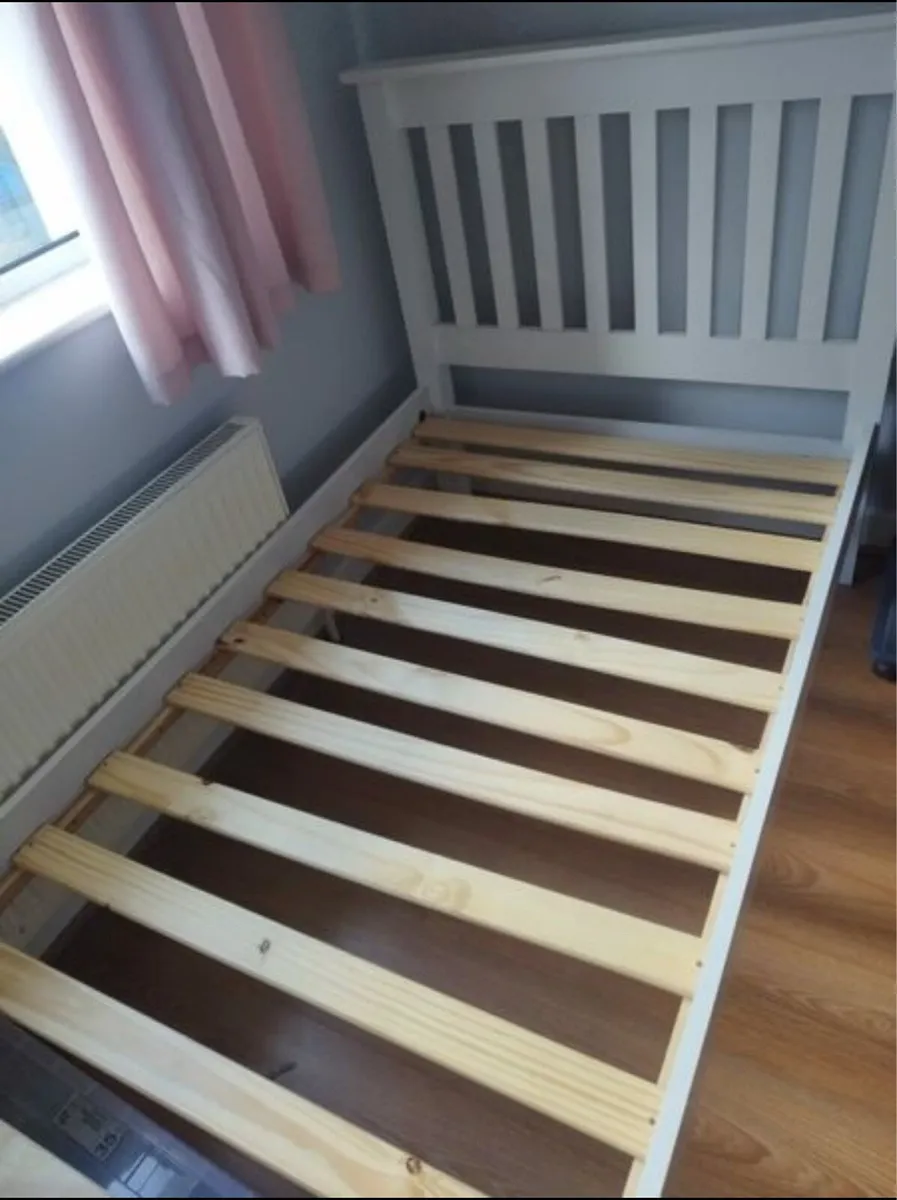 Lovely White Single Wooden Bed - Can Deliver - Image 1