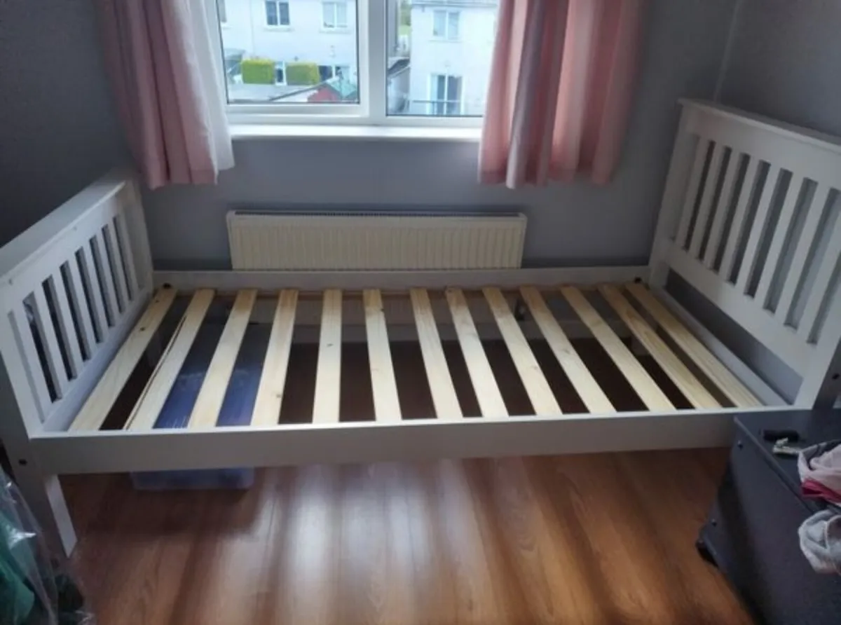 Lovely White Single Wooden Bed - Can Deliver - Image 2