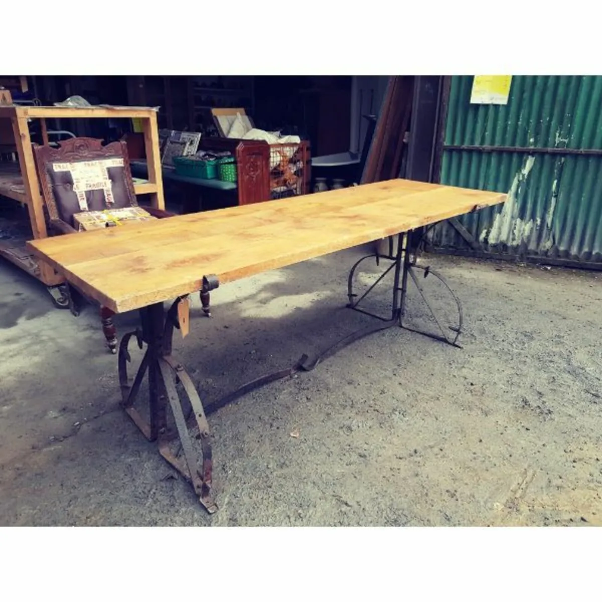 Oak Table with Salvaged Plough Base – KAS248 - Image 1