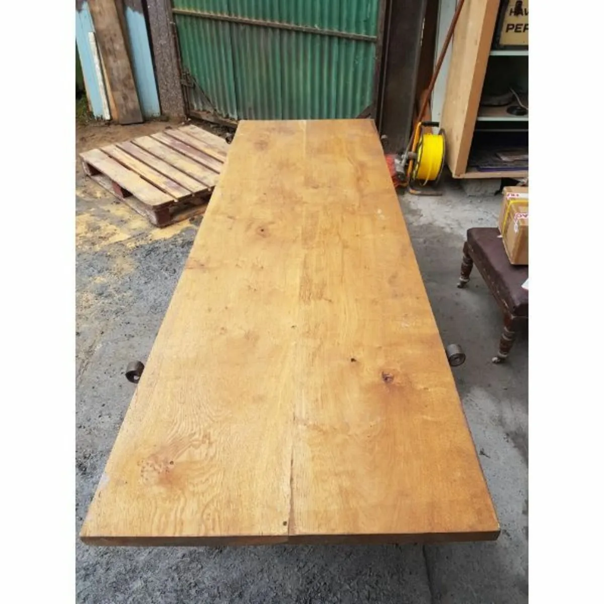 Oak Table with Salvaged Plough Base – KAS248 - Image 2