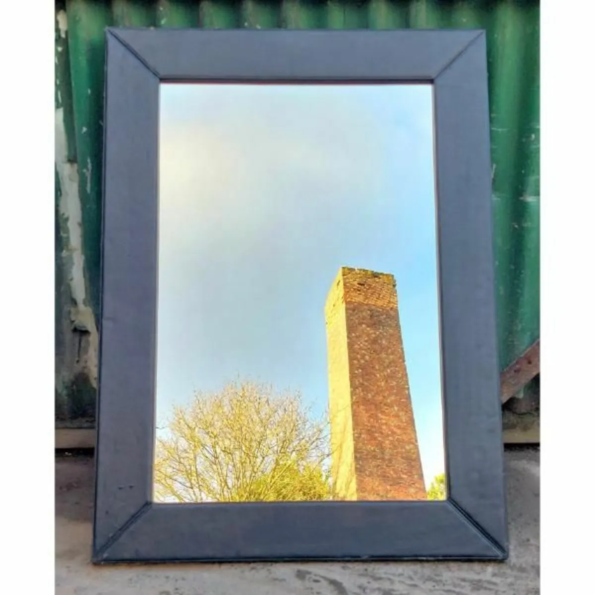 Mirror with Black Faux Leather Frame – KAS396 - Image 1