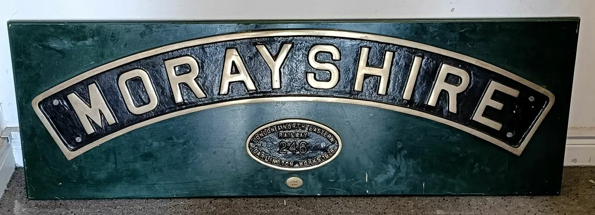 Large Wood & Brass Railway Sign - Image 1