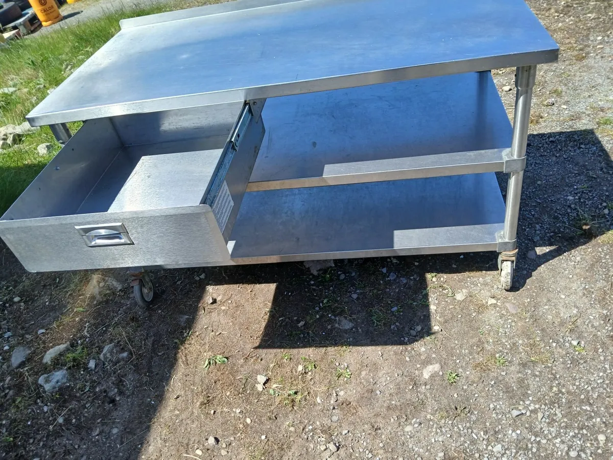 Stajnless steel table on wheels ..delivered - Image 1