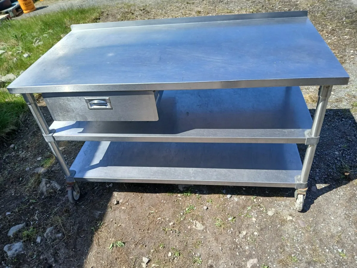 Stajnless steel table on wheels ..delivered - Image 2
