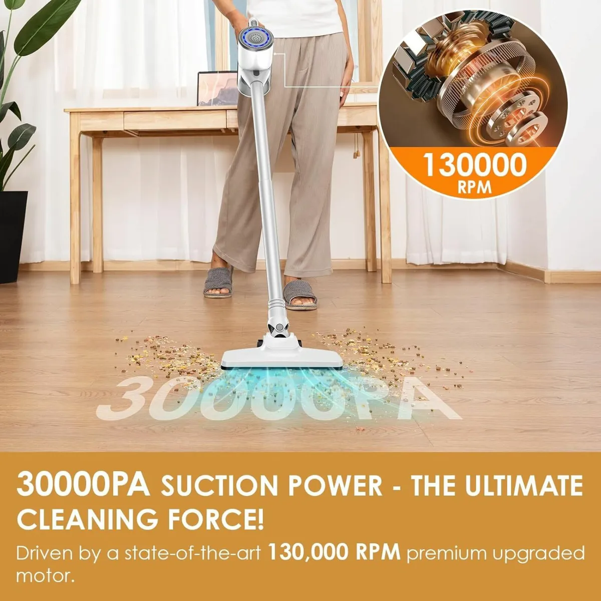6-in-1 Cordless Stick Vacuum Cleaner 35 Mins white - Image 3