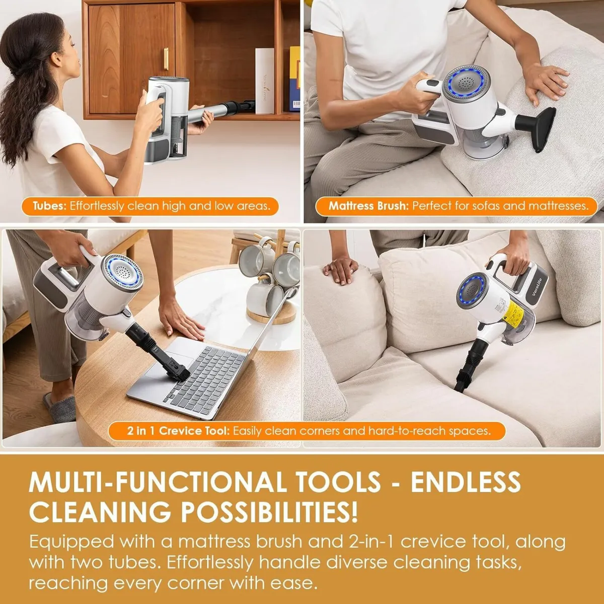 6-in-1 Cordless Stick Vacuum Cleaner 35 Mins white - Image 4