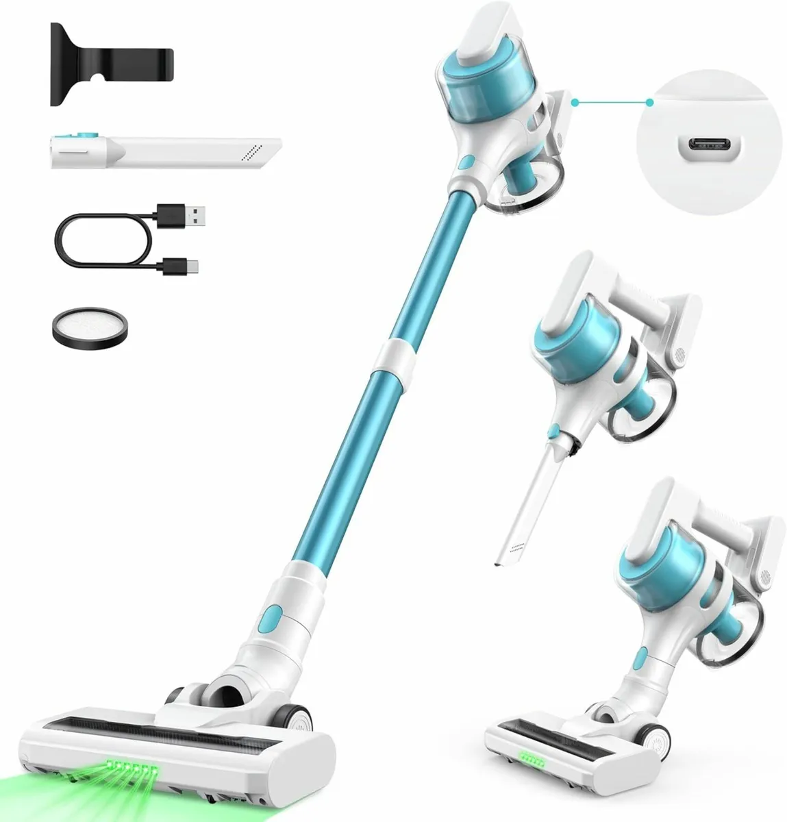Cordless Vacuum Cleaner Upright Handheld LED Light - Image 1