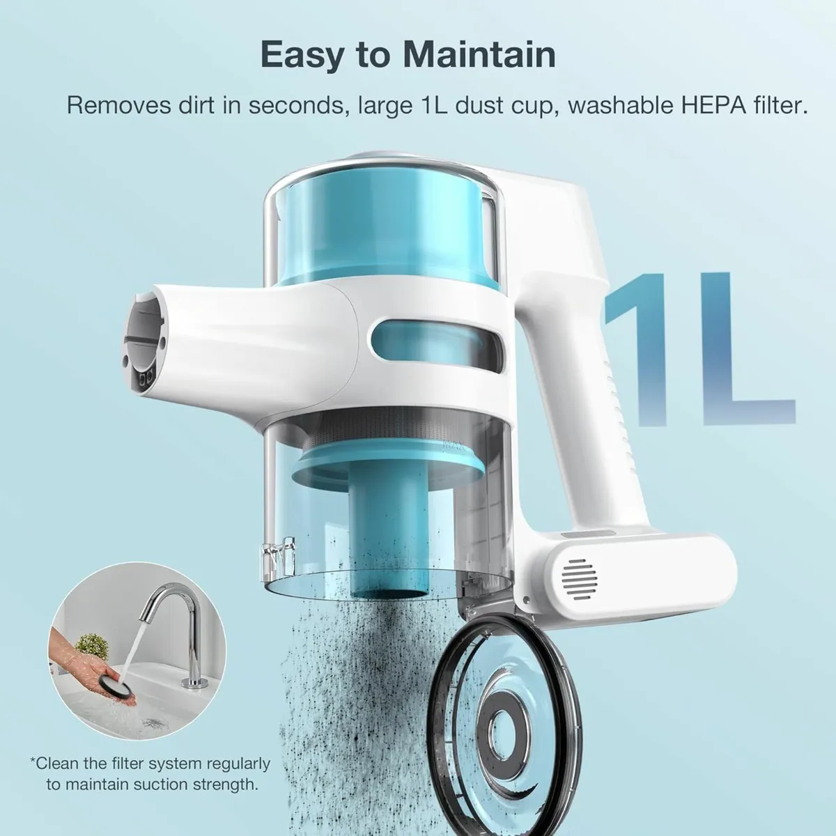 Cordless Vacuum Cleaner Upright Handheld LED Light - Image 3