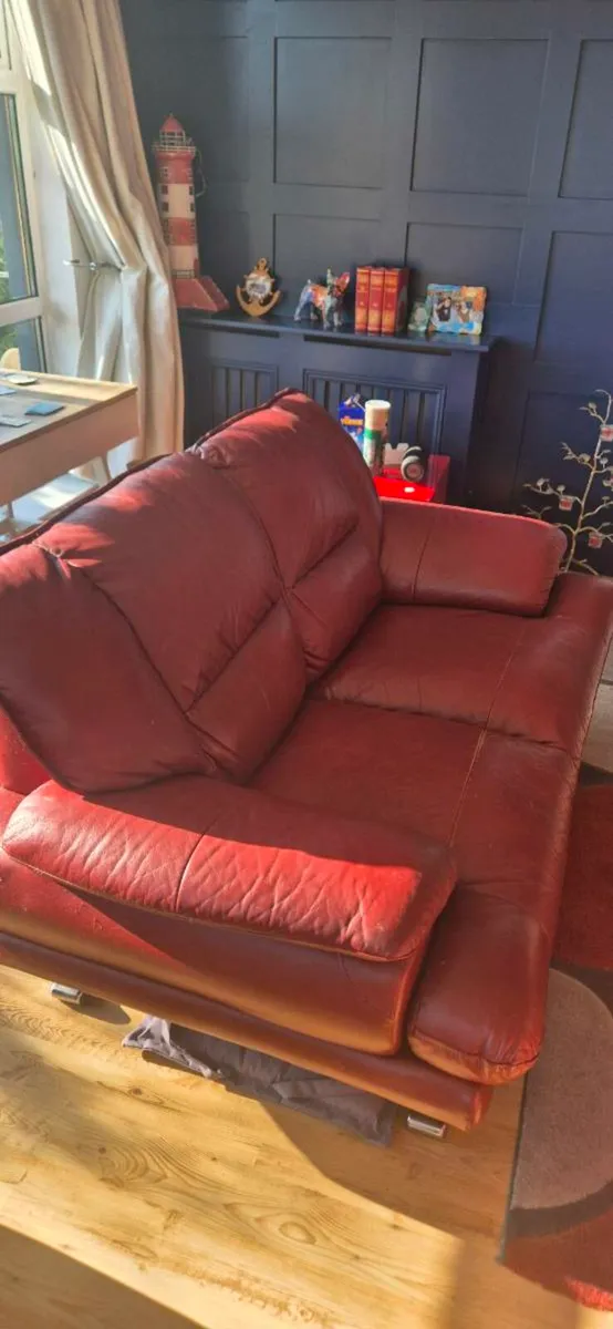 Red Leatherette Couches - Image 2