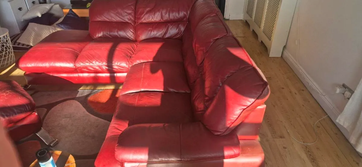 Red Leatherette Couches - Image 3