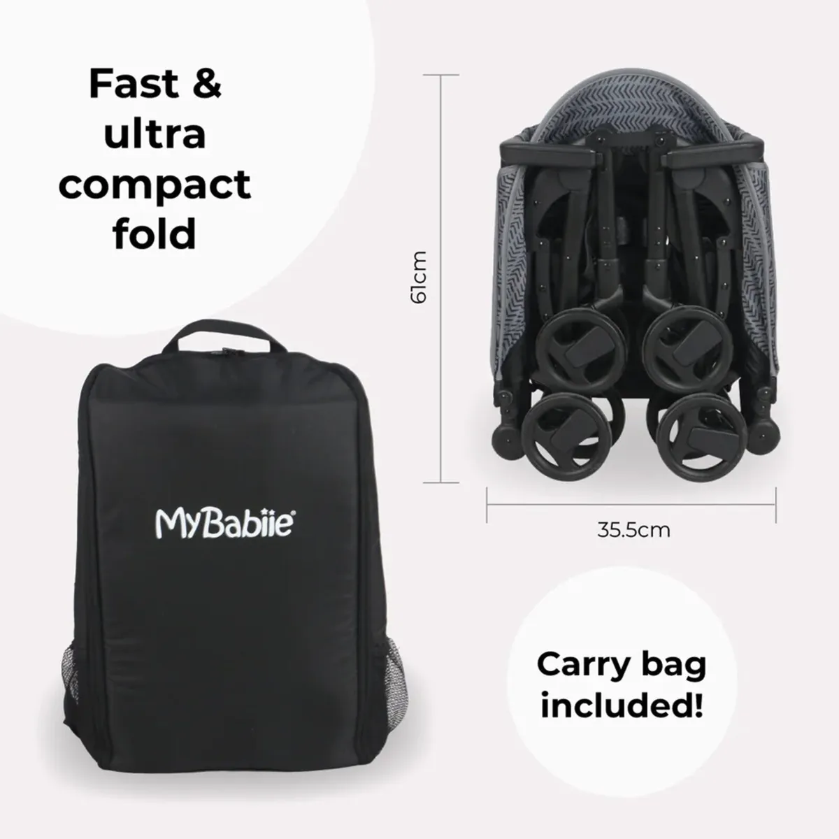 MBX5 Dani Dyer Black Ultra Compact Stroller - Image 3