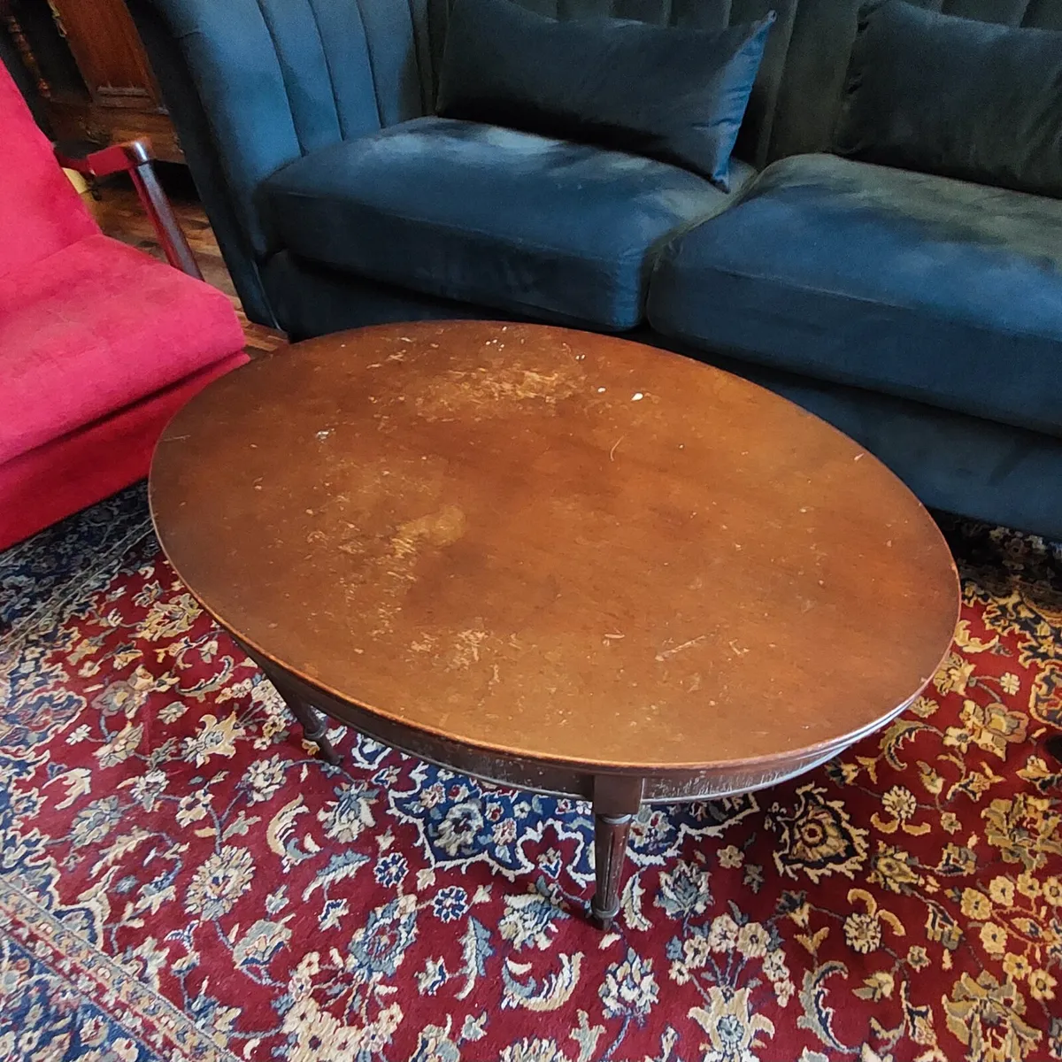 Antique Oval Mahogany Coffee Table - Image 1