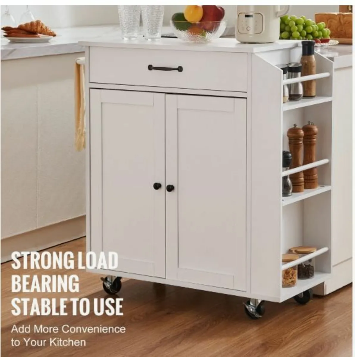 Kitchen Island Cart Rolling Storage Cabinet - Image 4