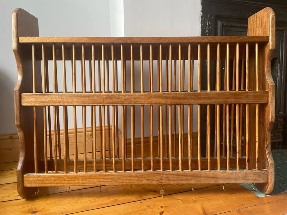 Antique solid wood dish rack - Image 1