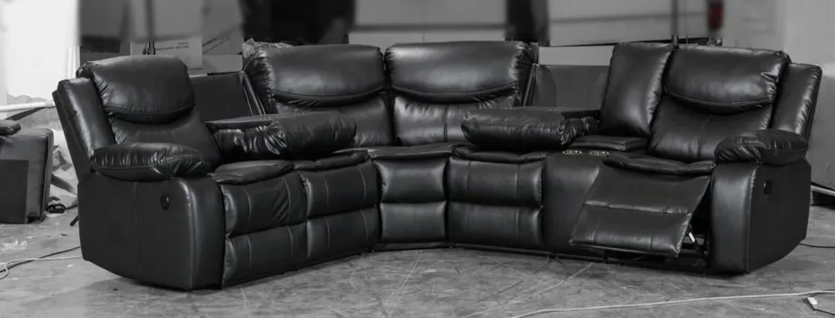 Sale on brand new Leather & Fabric Recliner Sofas - Image 1