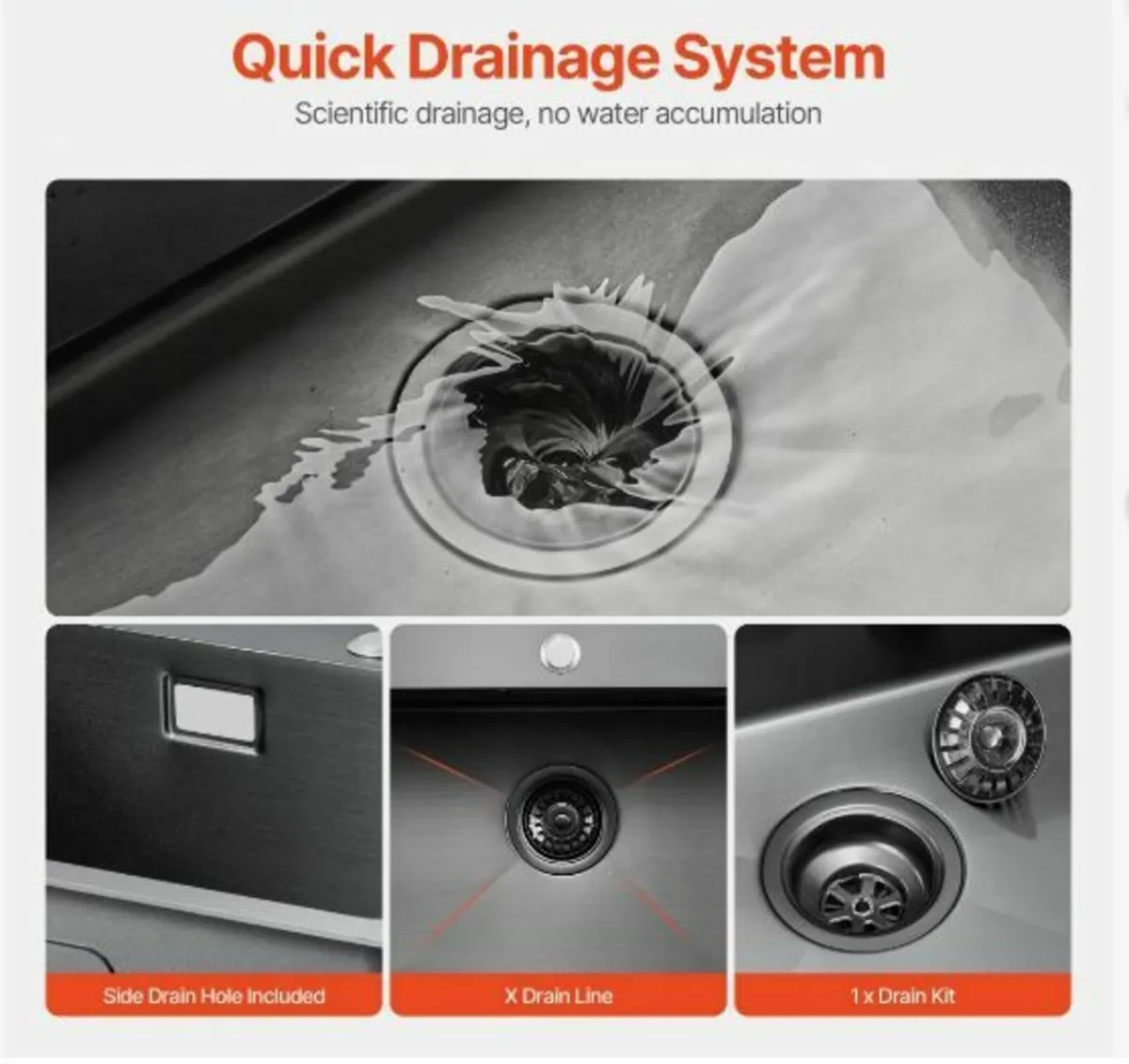40cm Kitchen Sink Topmount Single Bowl Drop- - Image 3
