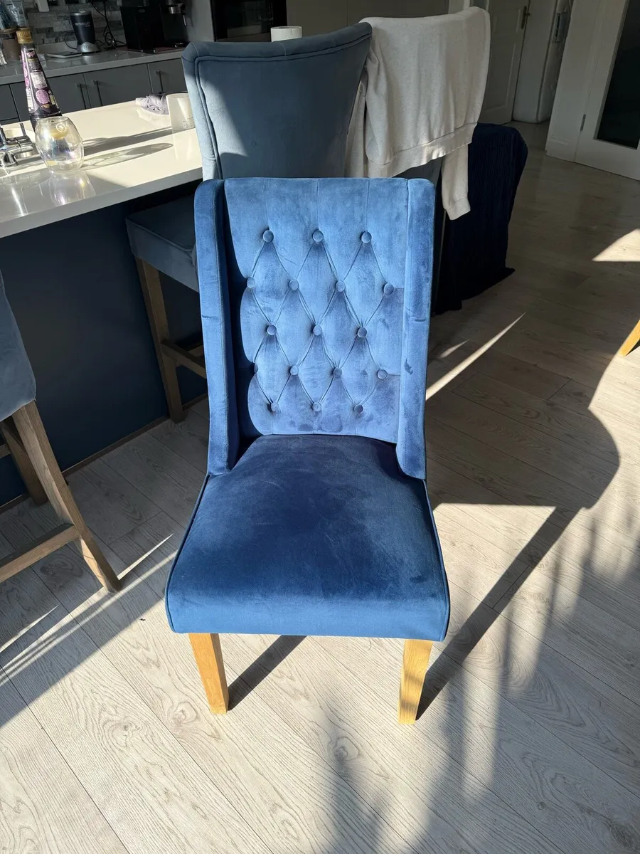 1 x dining kitchen chair, velvet blue