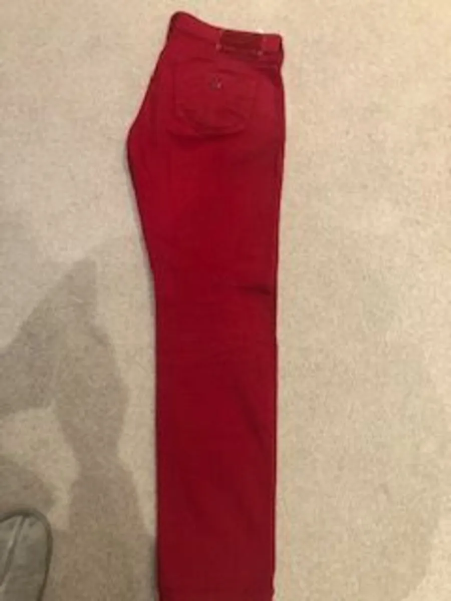 Armani Red Straight Leg Jeans - Image 1