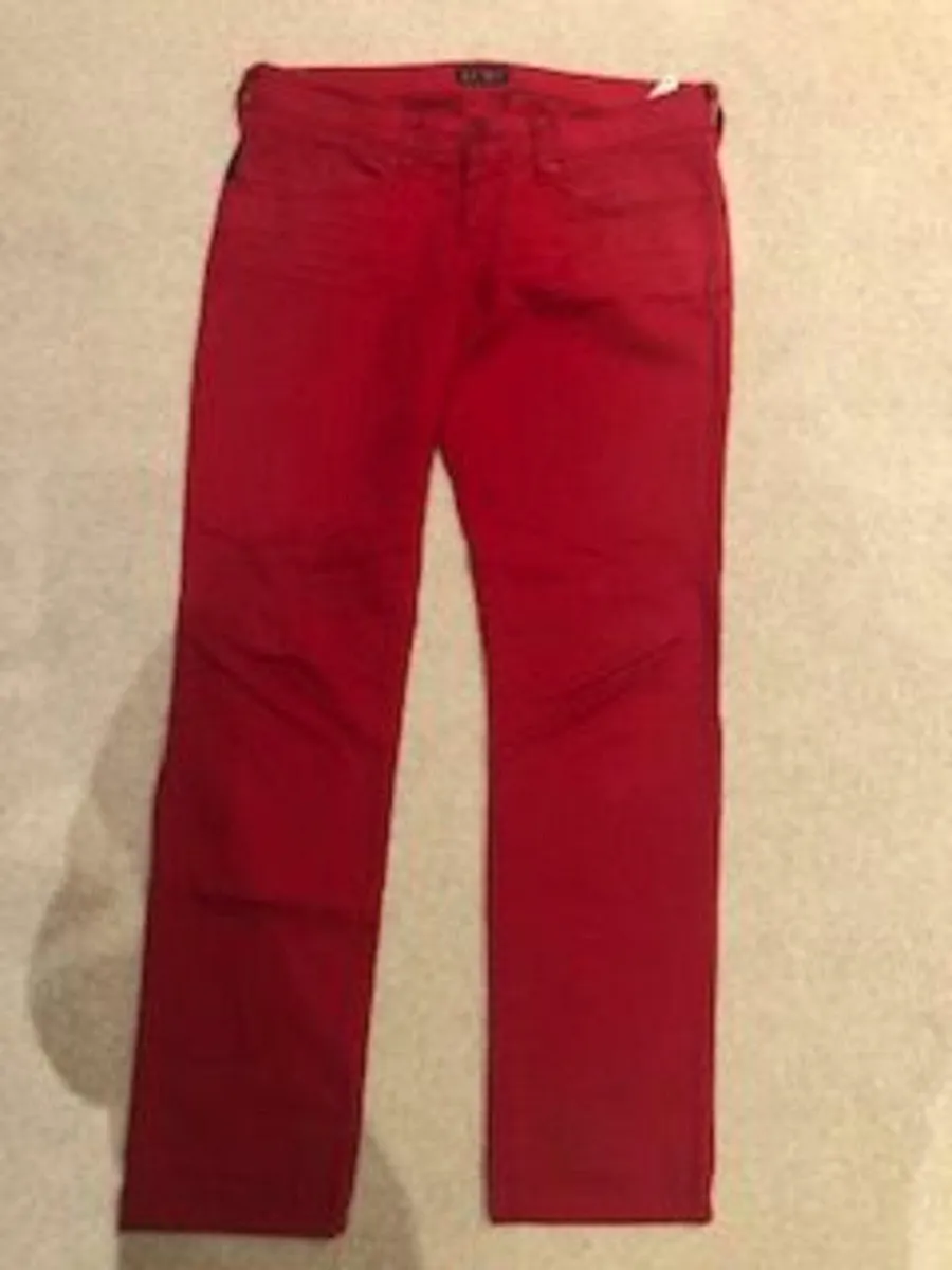 Armani Red Straight Leg Jeans - Image 2