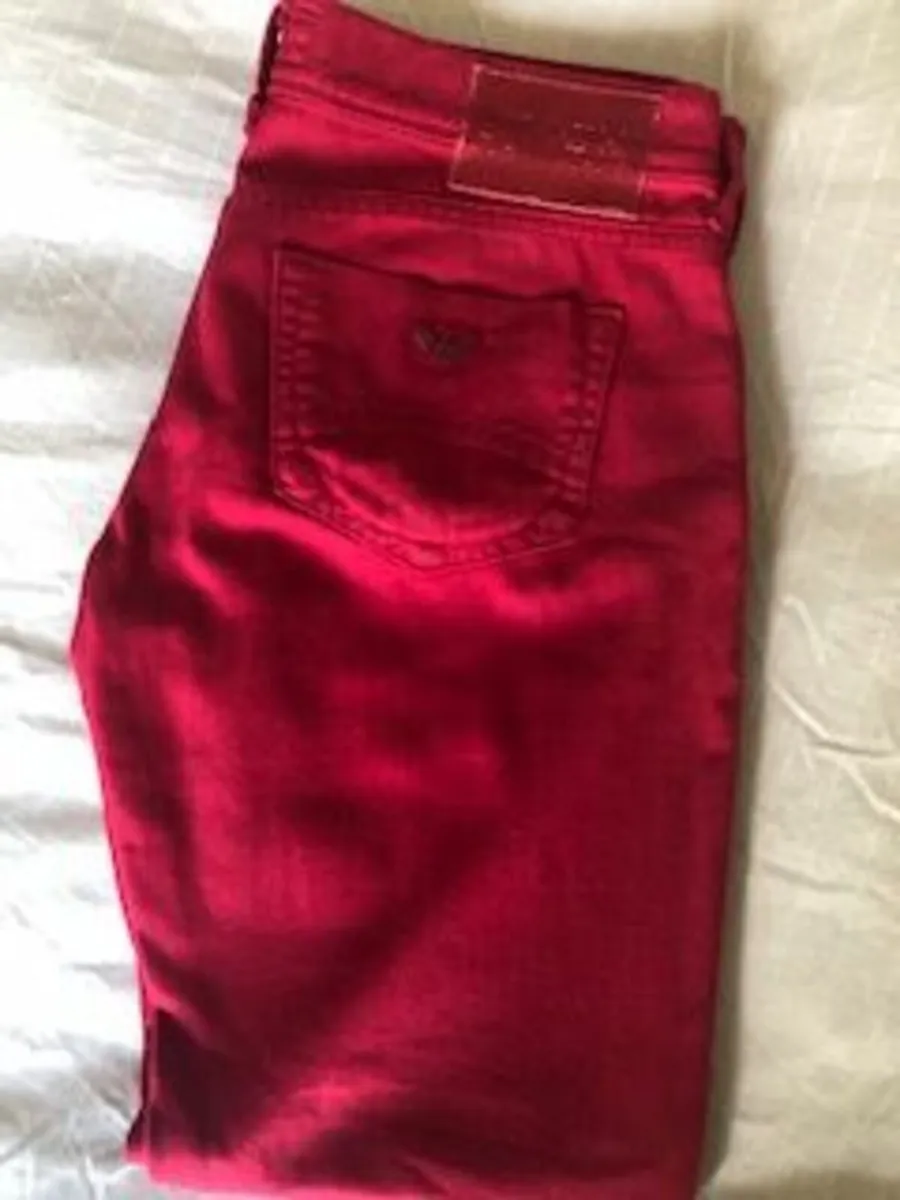 Armani Red Straight Leg Jeans - Image 4