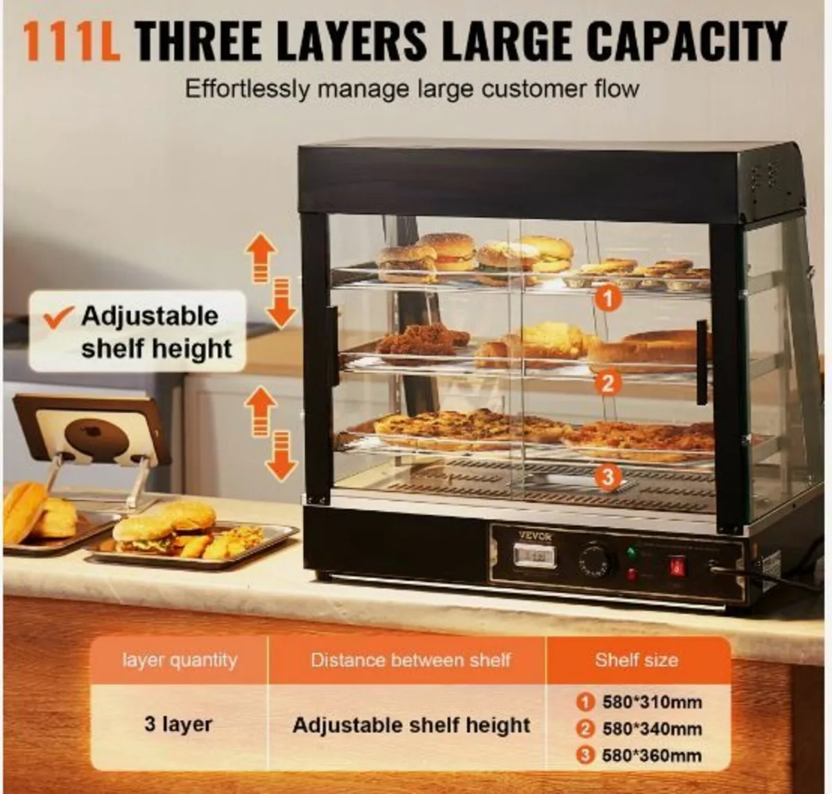 3-Tier Commercial Food Warmer Display - Image 3