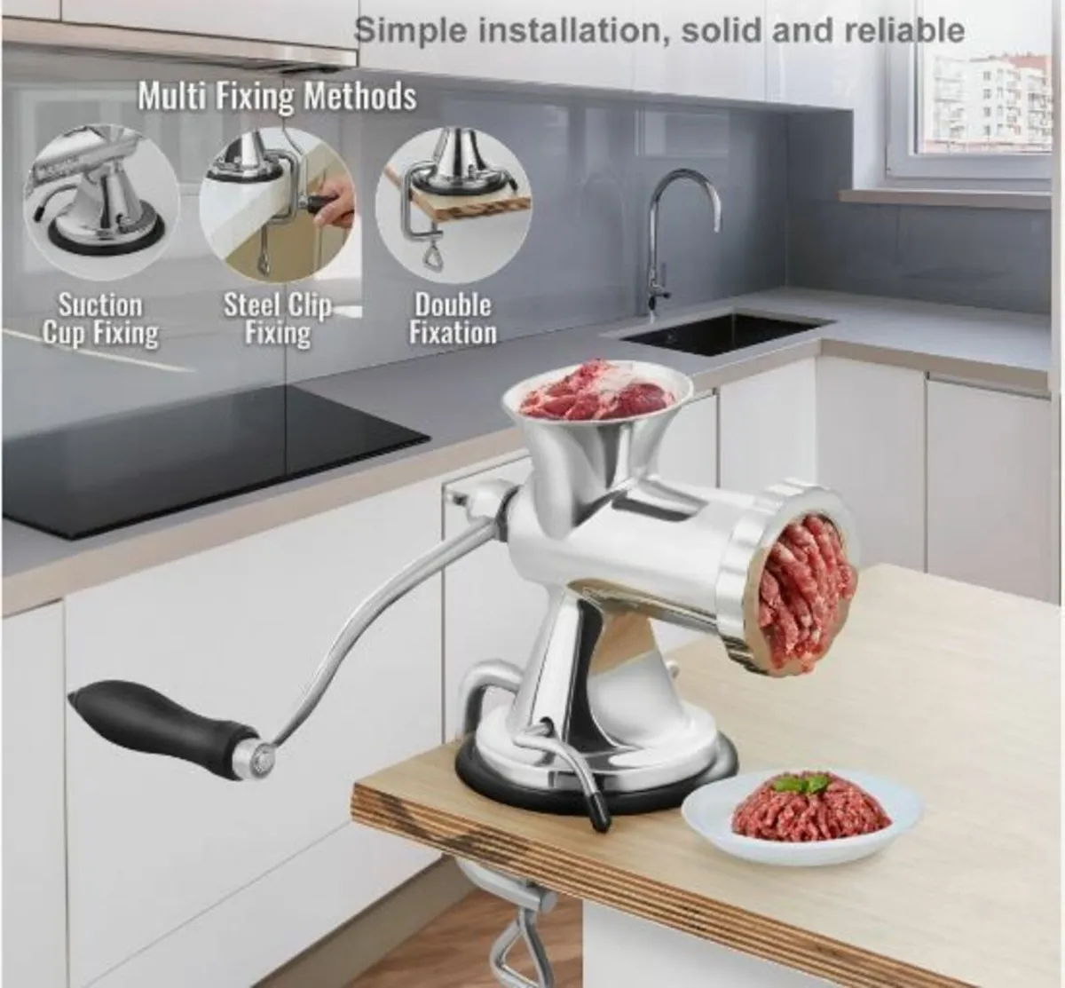 Manual Meat Grinder, 304 Stainless Steel - Image 3