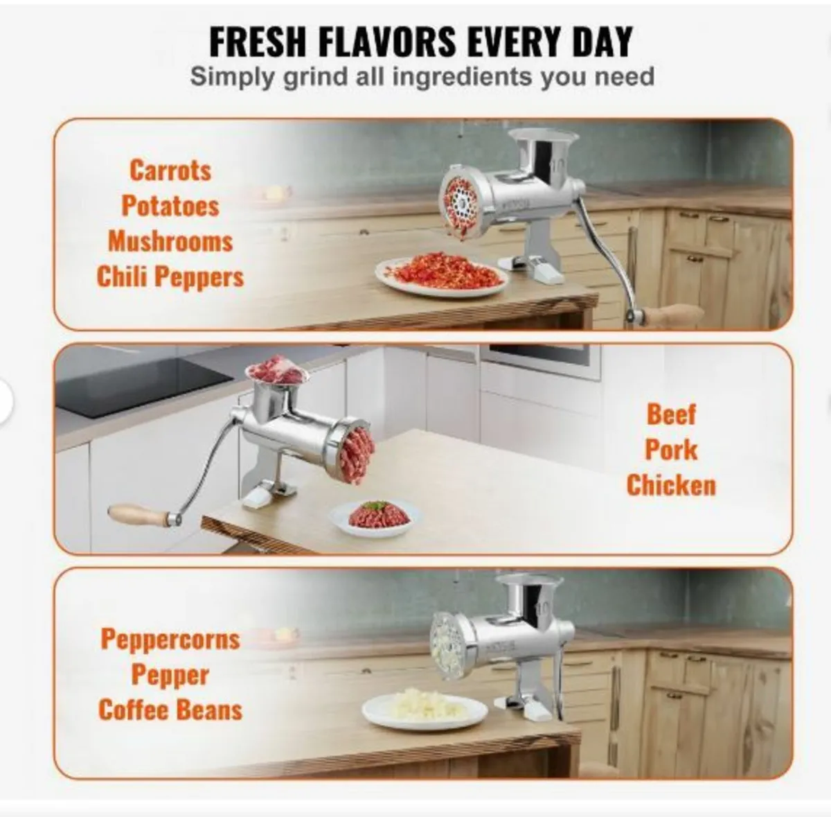 Manual Meat Grinder, All Parts Stainless Steel - Image 3
