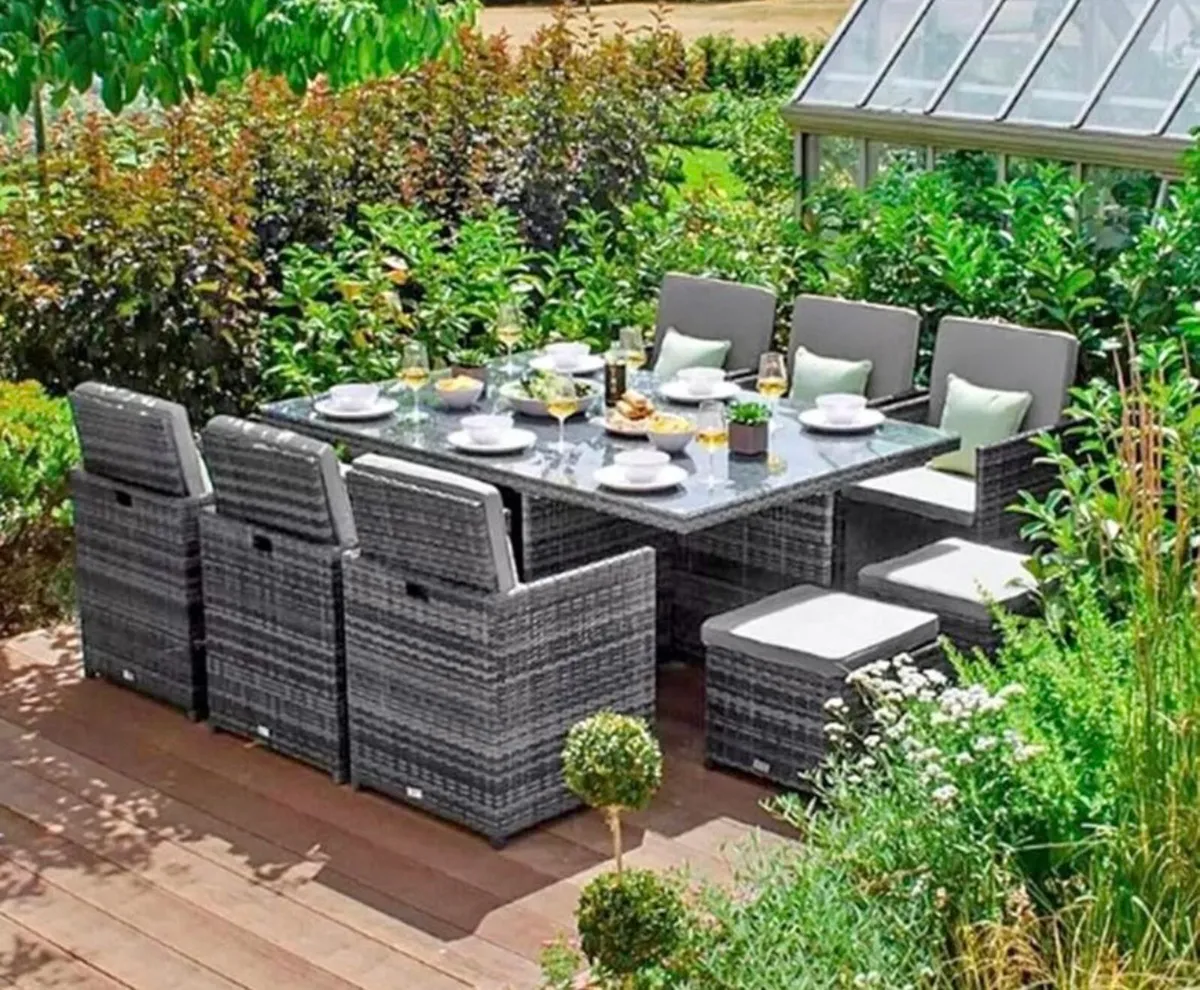 NEW 11 PSC CUBE GARDEN RATTAN FURNITURE - DELIVERY - Image 1