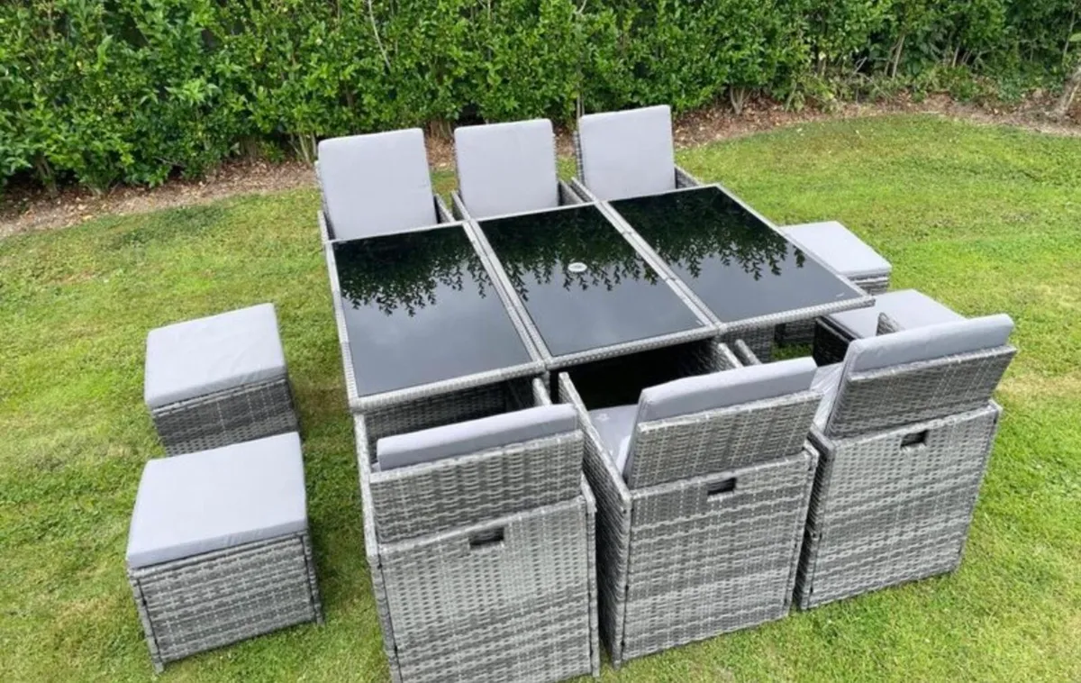 NEW 11 PSC CUBE GARDEN RATTAN FURNITURE - DELIVERY - Image 2