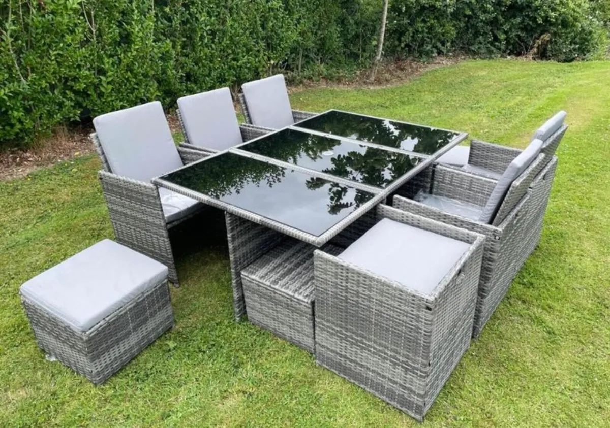 NEW 11 PSC CUBE GARDEN RATTAN FURNITURE - DELIVERY - Image 4
