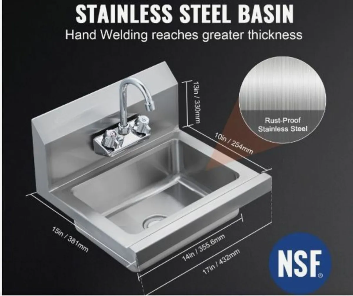Commercial Hand Sink with Faucet - Image 2
