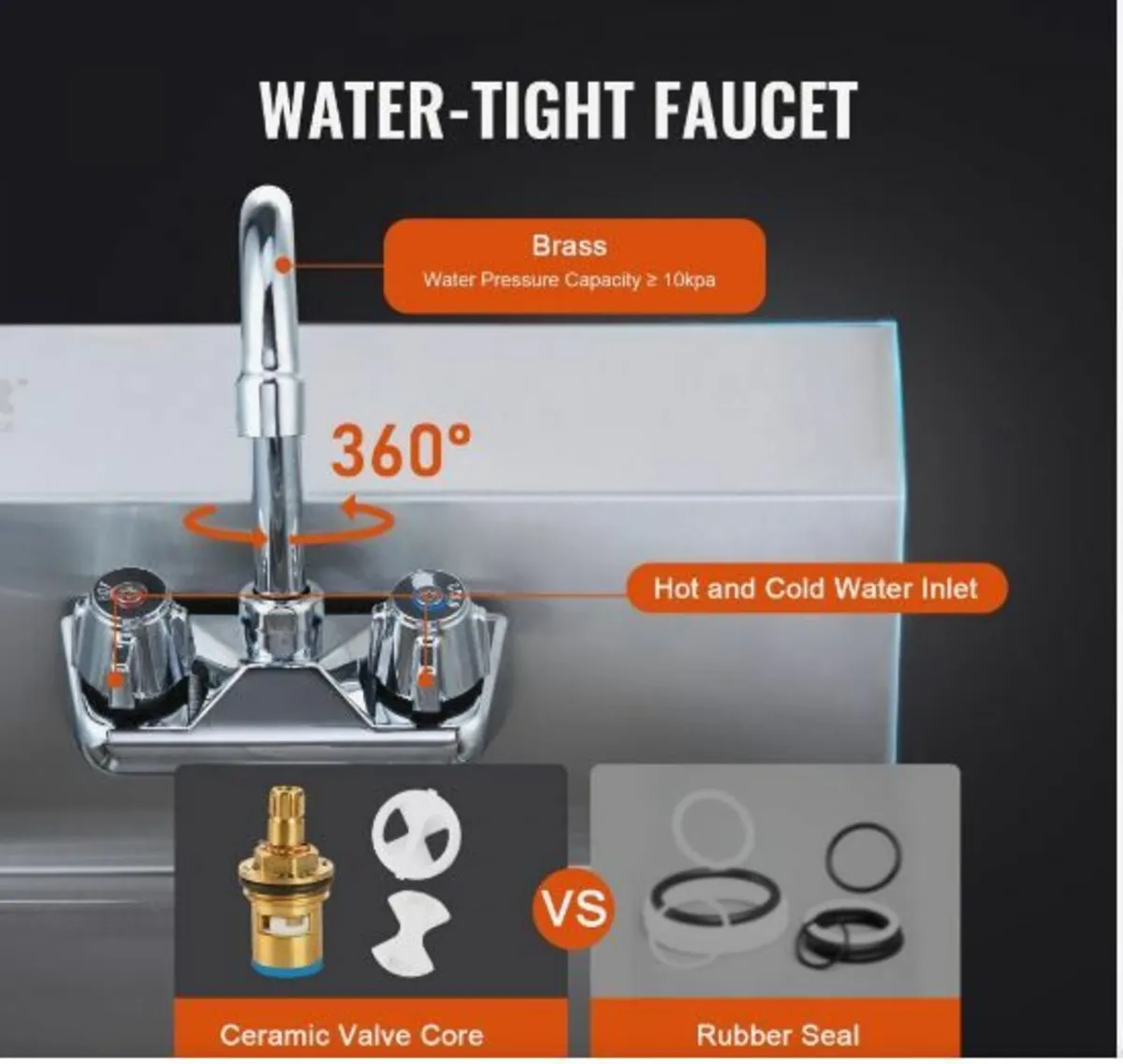 Commercial Hand Sink with Faucet - Image 3