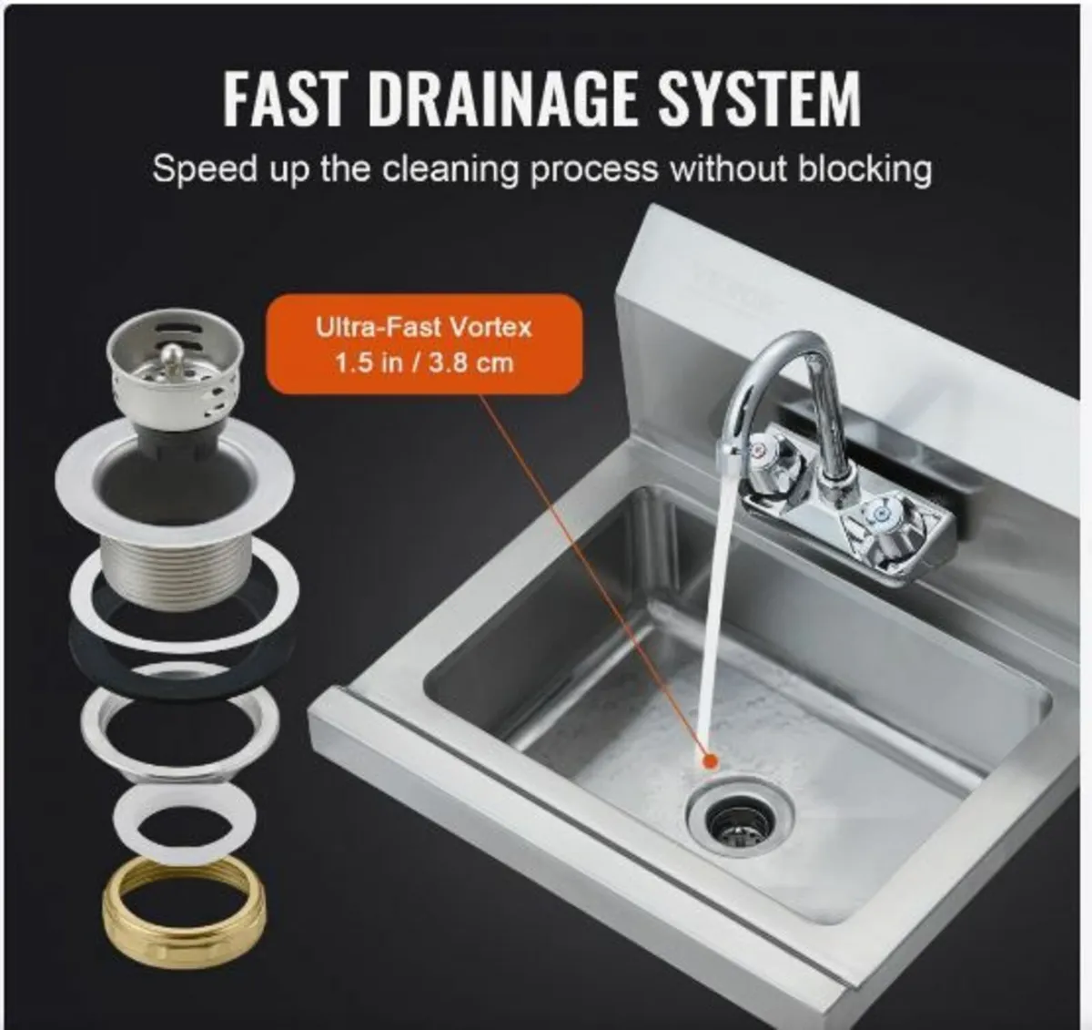 Commercial Hand Sink with Faucet - Image 4