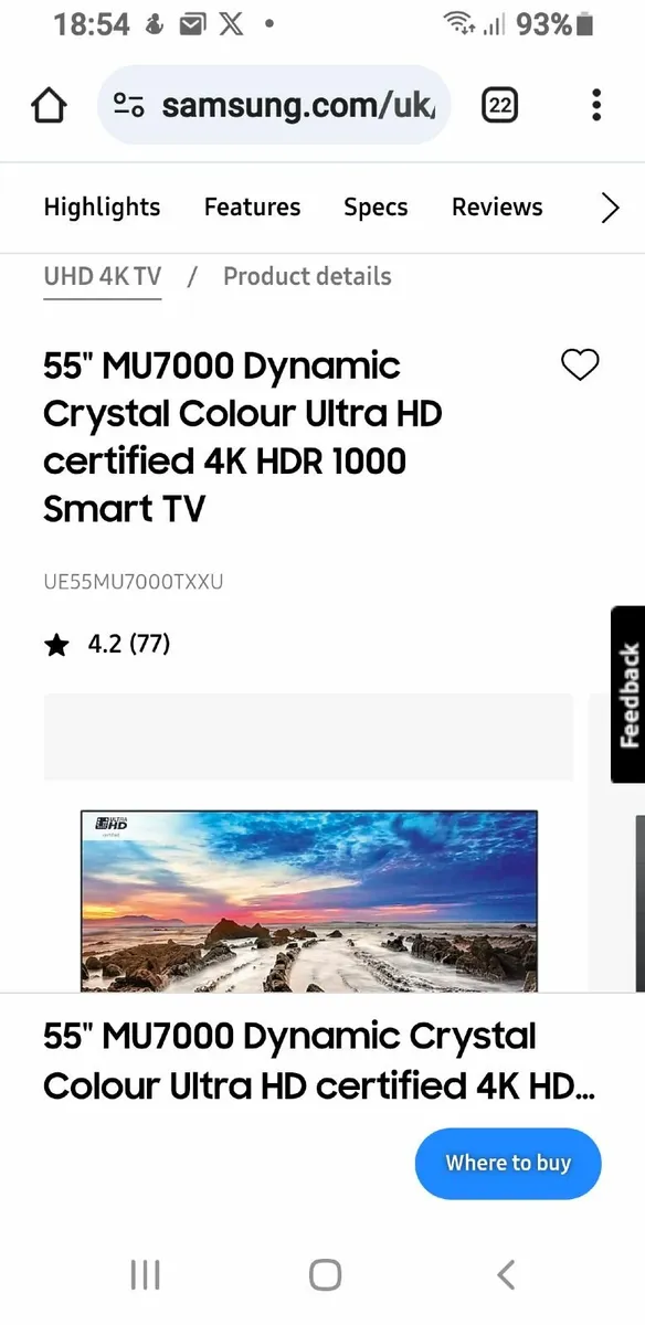 Samsung 55in TV - Image 2
