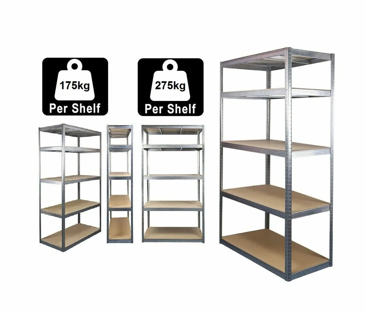 Metal Shelving - 5 Shelves Per Bay Various Sizes - Image 1