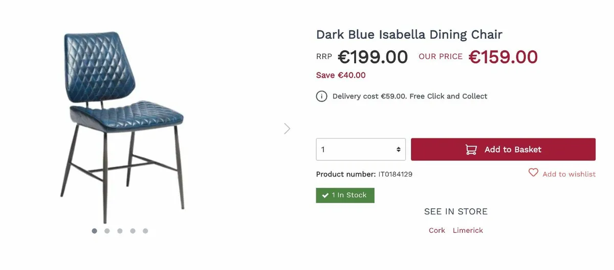 Dark Blue Isabella Dining Chairs - Image 2