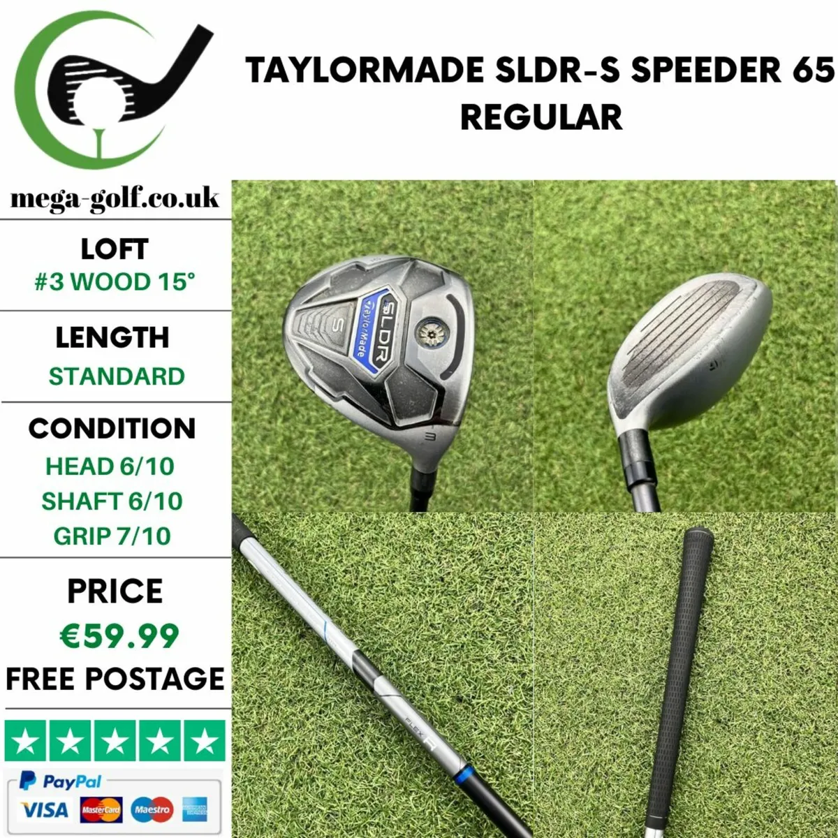 TAYLORMADE SLDR-S #3 WOOD 15° / SPEEDER 65 REGULAR - Image 1
