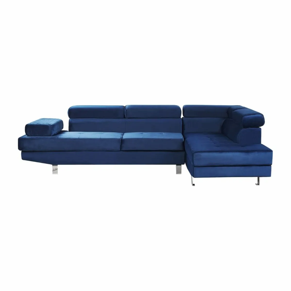 Blue Velvet Stylish Right Hand Facing Sofa - Image 2