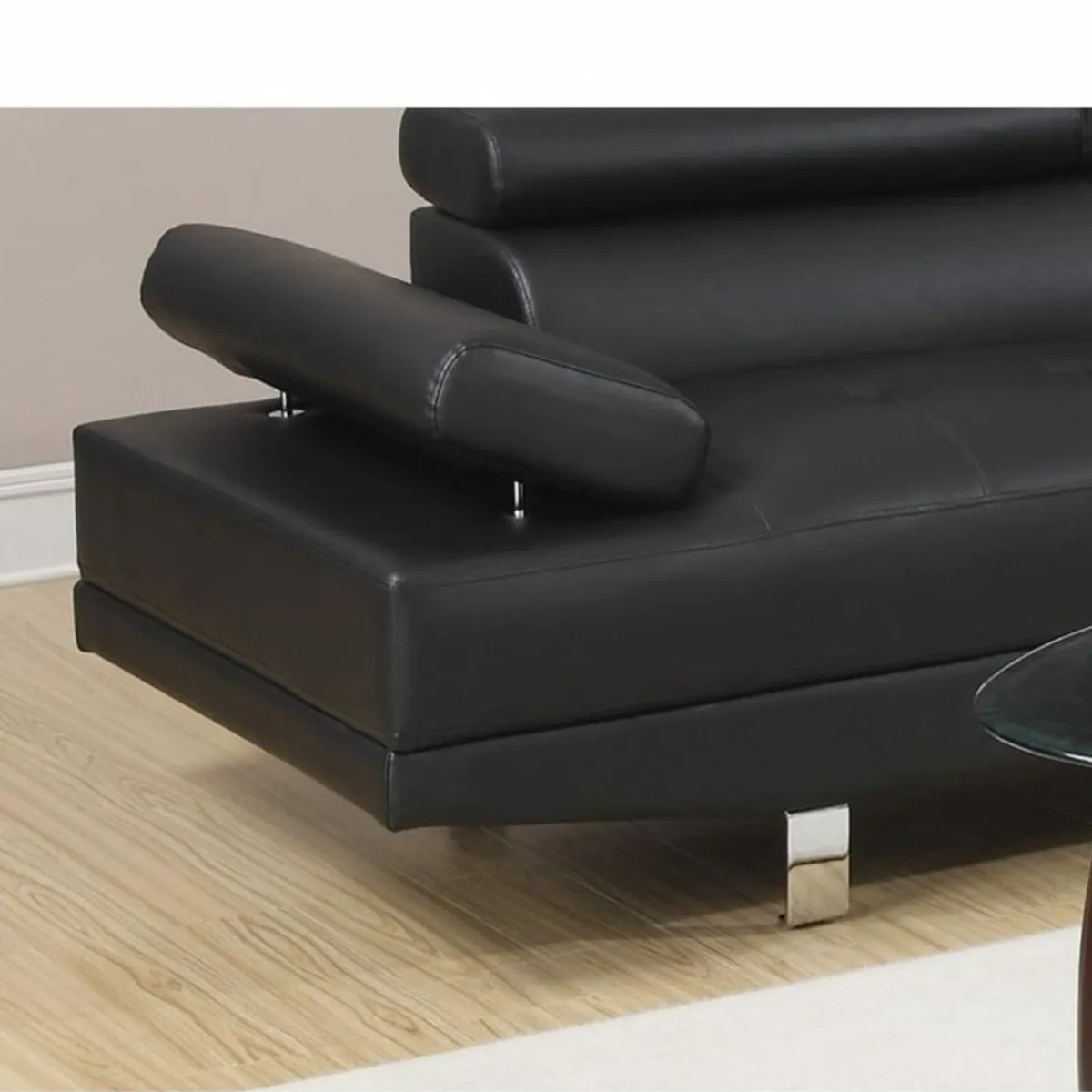 Black Leather Recliner Style Corner Sofa Set - Image 4