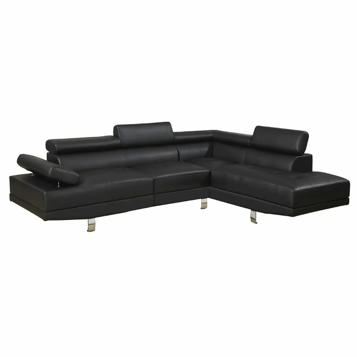 Black Leather Recliner Style Corner Sofa Set - Image 1